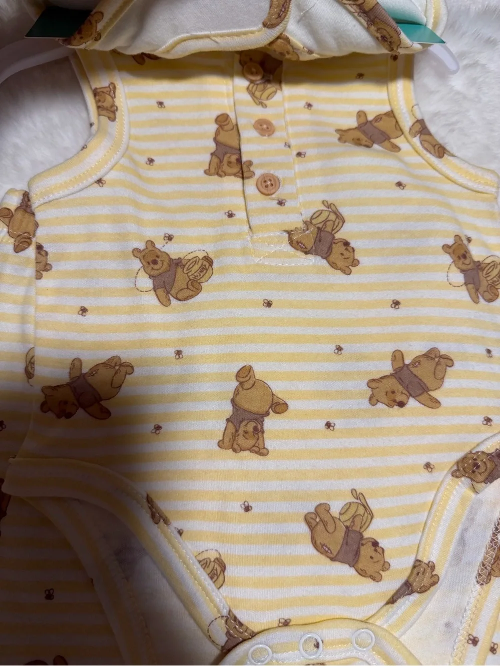 Disney Baby Winnie the Pooh Yellow Striped Pajama Set with Plush Blanket